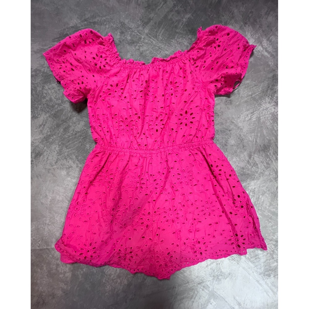Zara One Piece Romper Girls 11-12 Years Pink Eyelet Embroidery Ruffle Sleeve - Picture 5 of 5